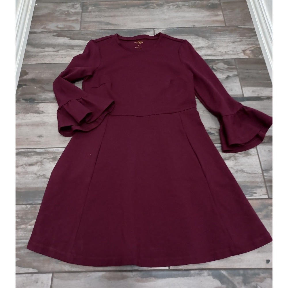 KATE SPADE  Midi Babydoll Dress Red Burgundy